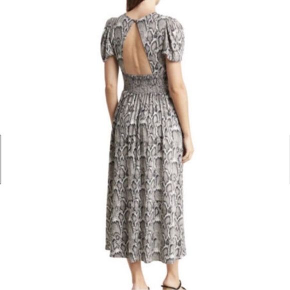 AFRM Jamie Print Open Back Short Sleeve Dress SNAKE print Size S - Picture 2 of 4